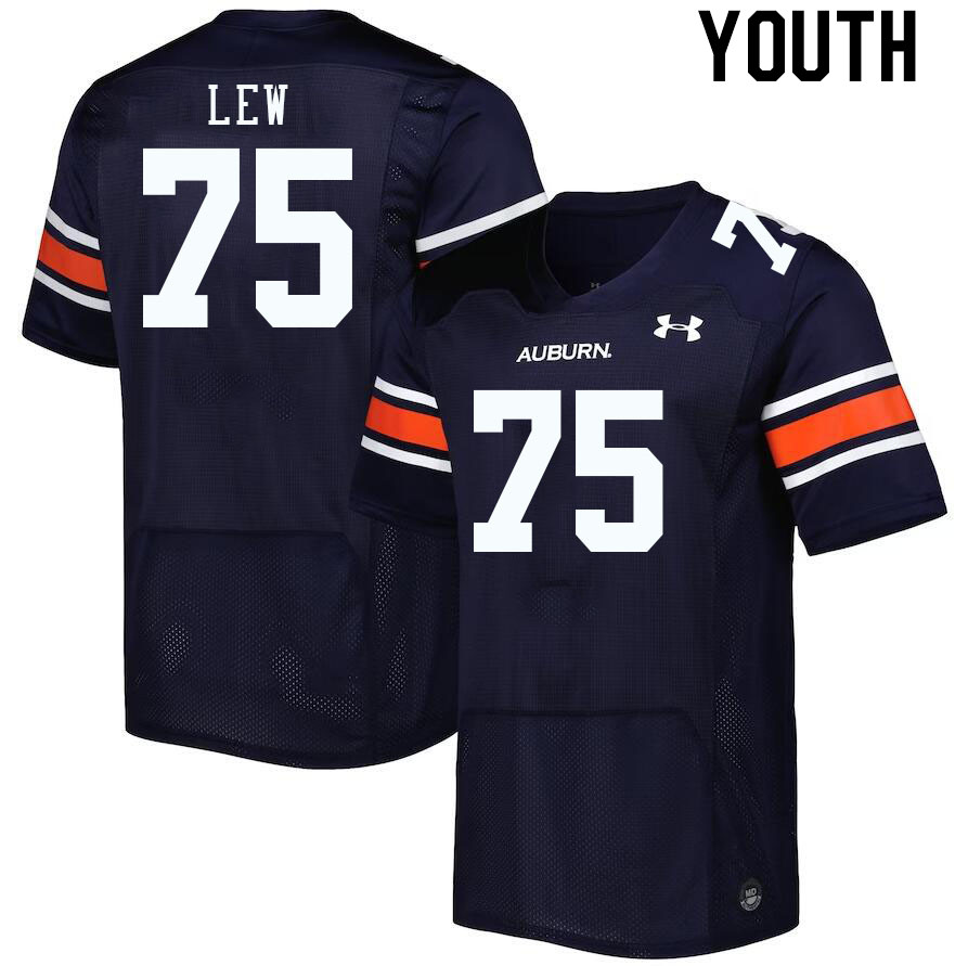 Youth #75 Connor Lew Auburn Tigers College Football Jerseys Stitched-Navy